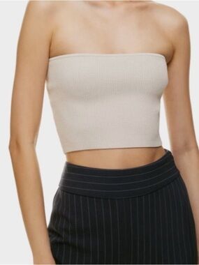 Babaton Ribbed Knit Tube Top - Taupe